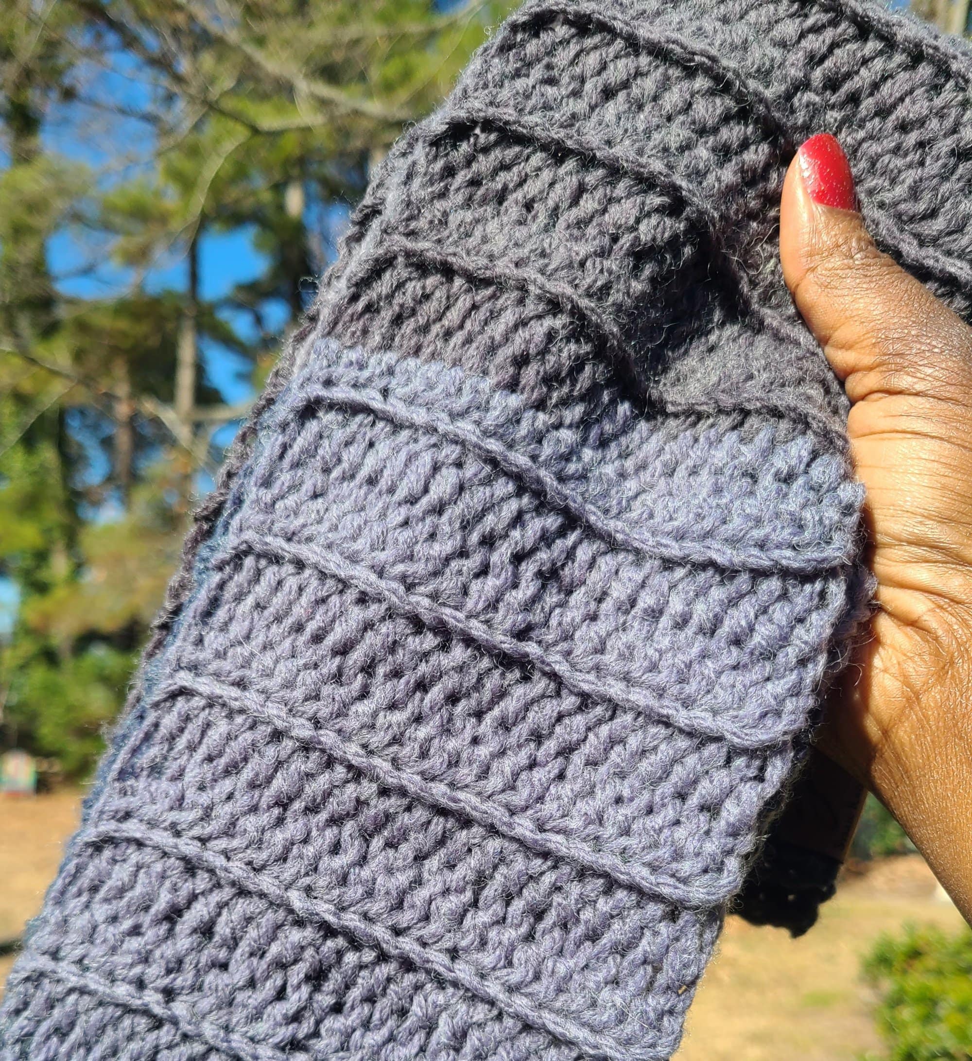 Blue and Grey Scarf Wool