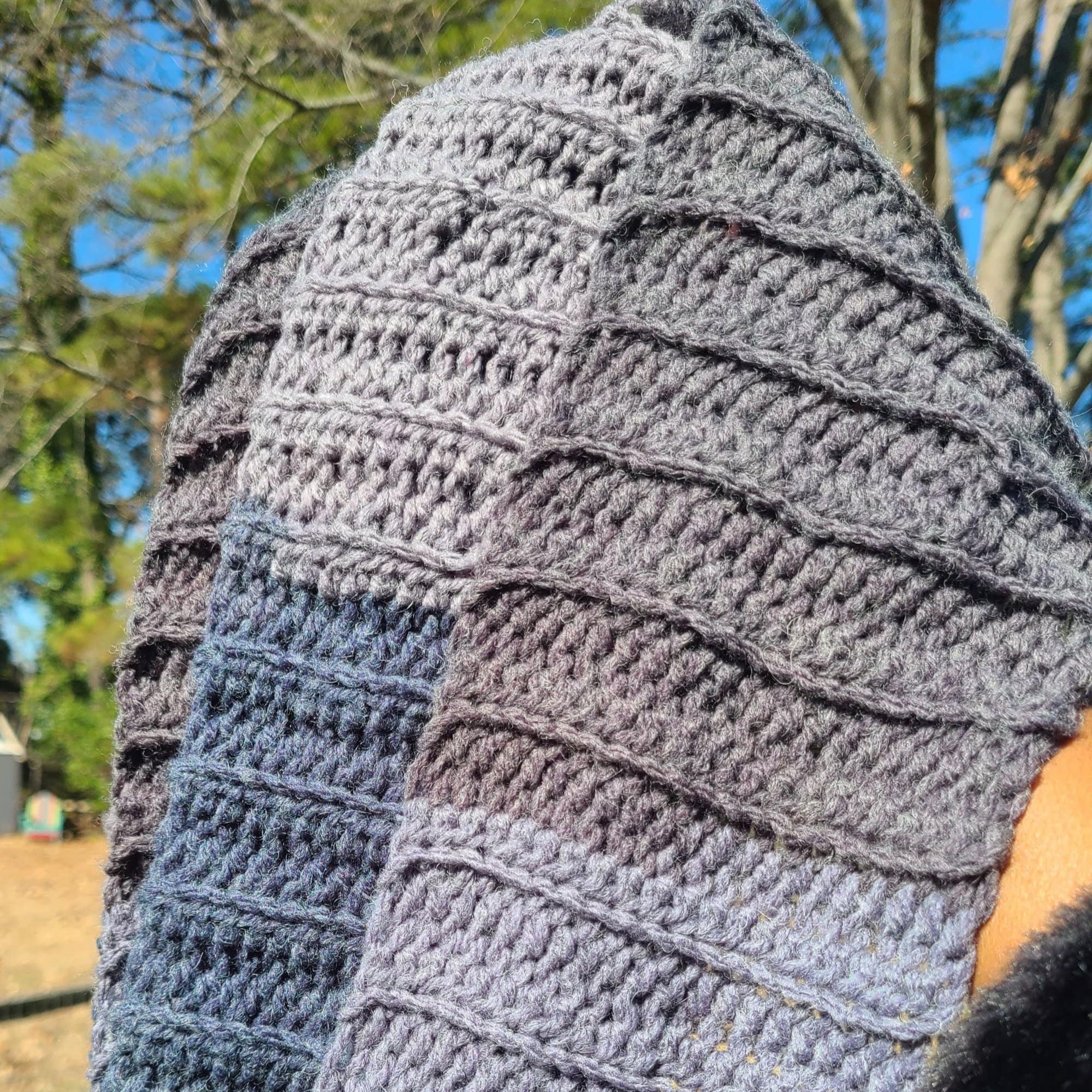 Blue and Grey Scarf Wool