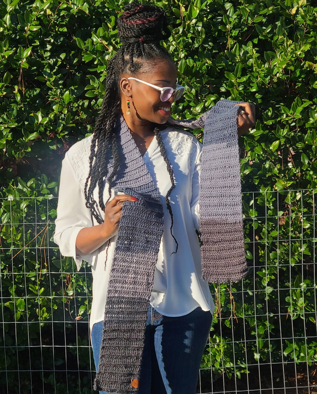 Blue and Grey Scarf Wool