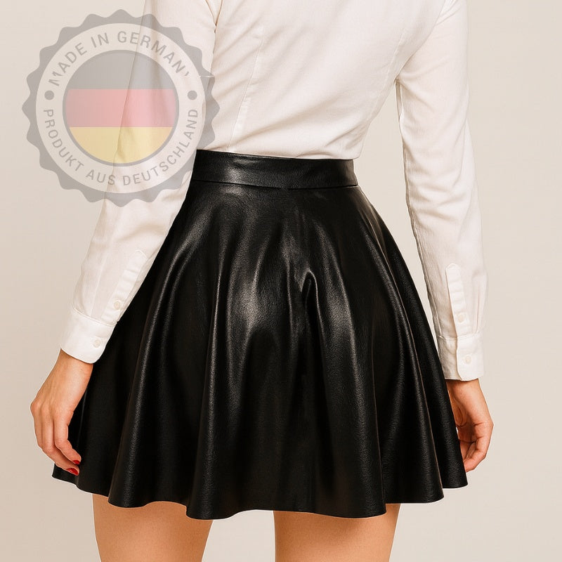 Damen Lederoptik-Rock - Ausgestellt, Elegante High-Waist Passform