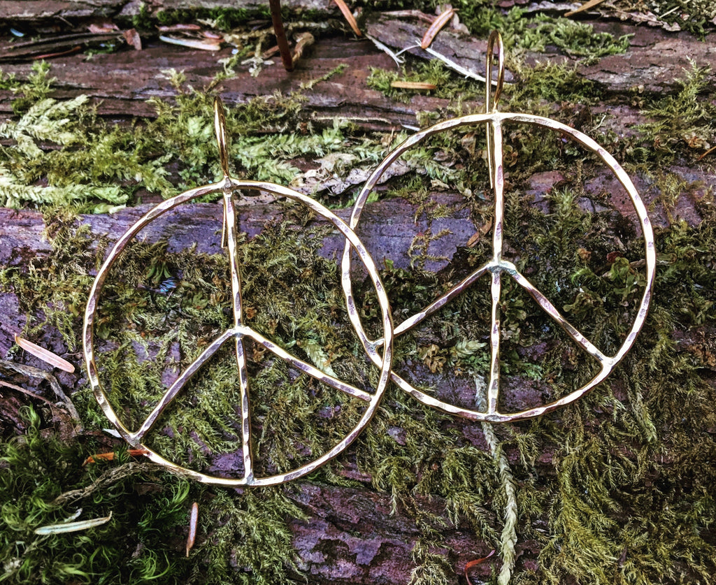 Rustic Peace Sign Earrings - Let There Be Peace Earrings - Large